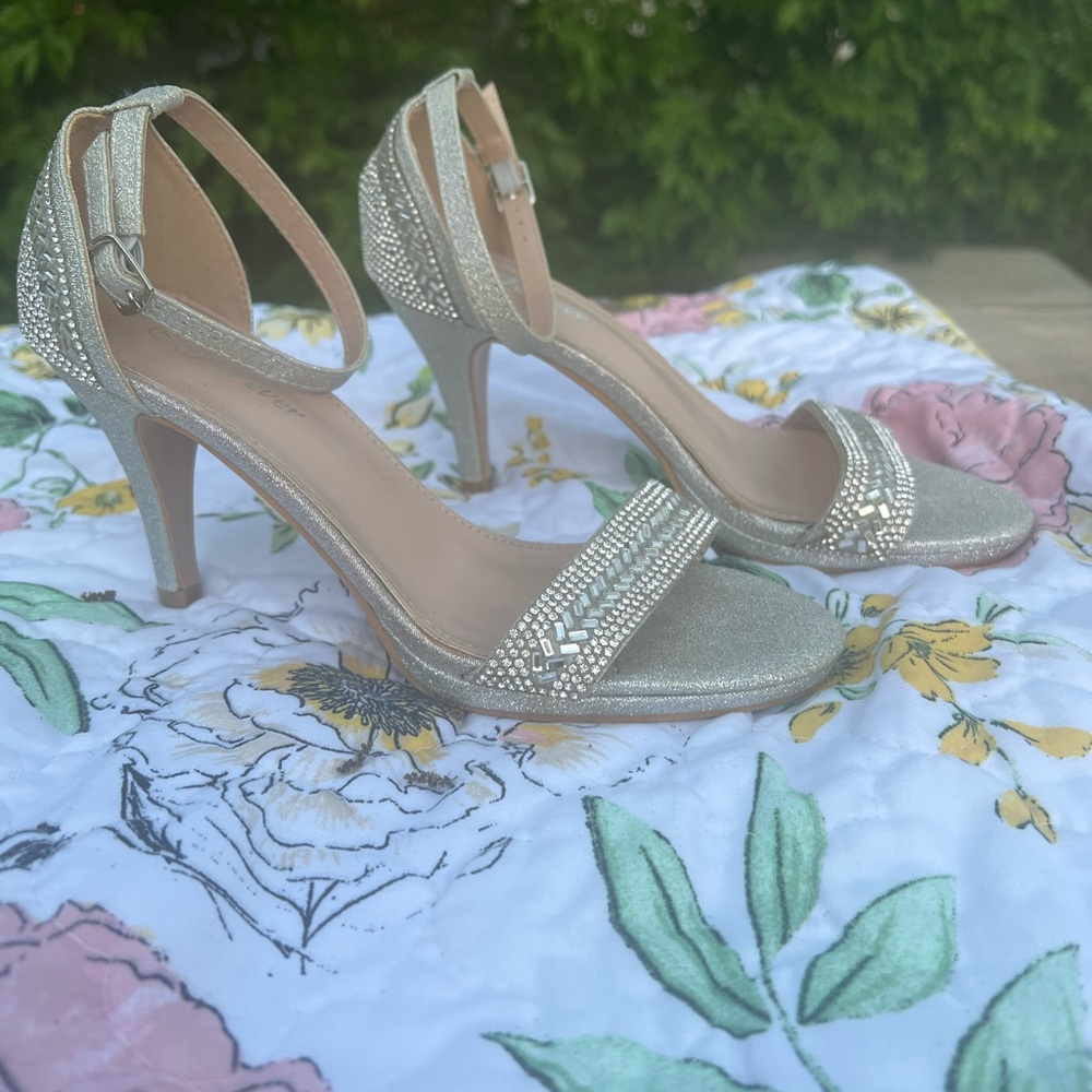 Elegant Silver Strappy Heels